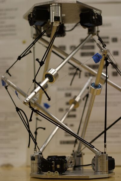 File:Tensegriteam robotic 6bar nearly complete.jpg